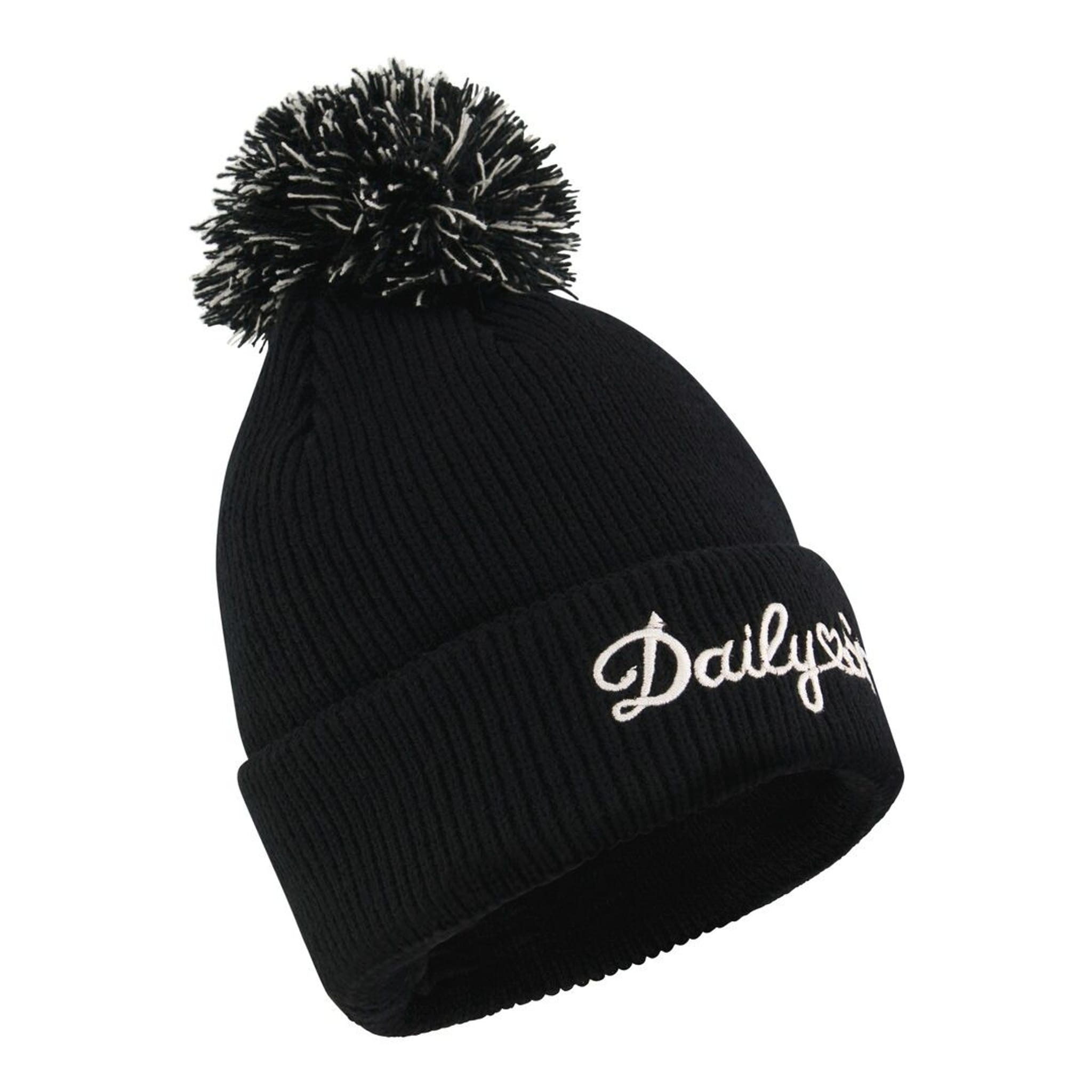 Chapeau de sport quotidien à pompon pour femme Noir