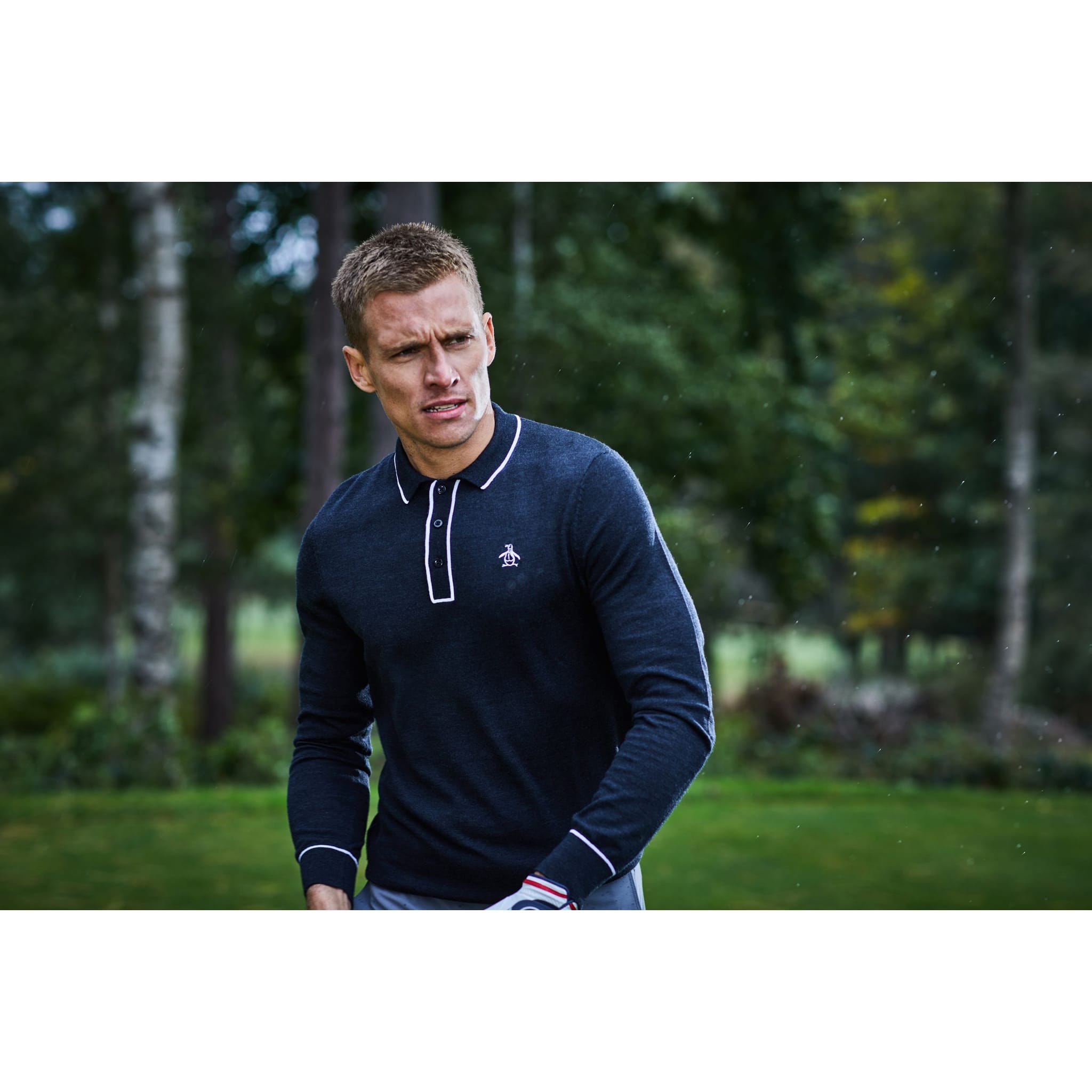 Polo à manches longues Original Penguin Earl en laine mérinos pour homme