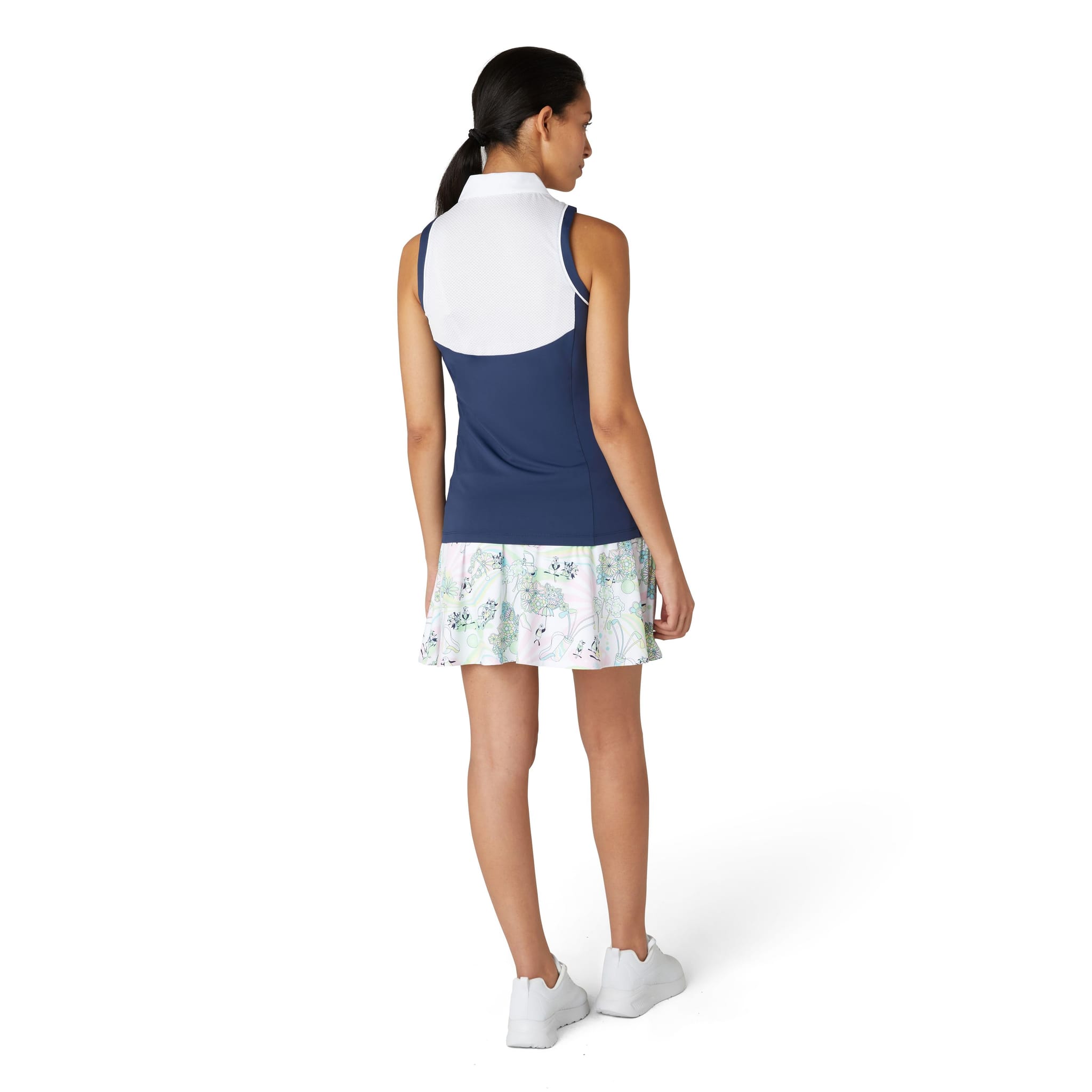 Polo sans manches Original Penguin à blocs de couleurs et dos en maille pour femme