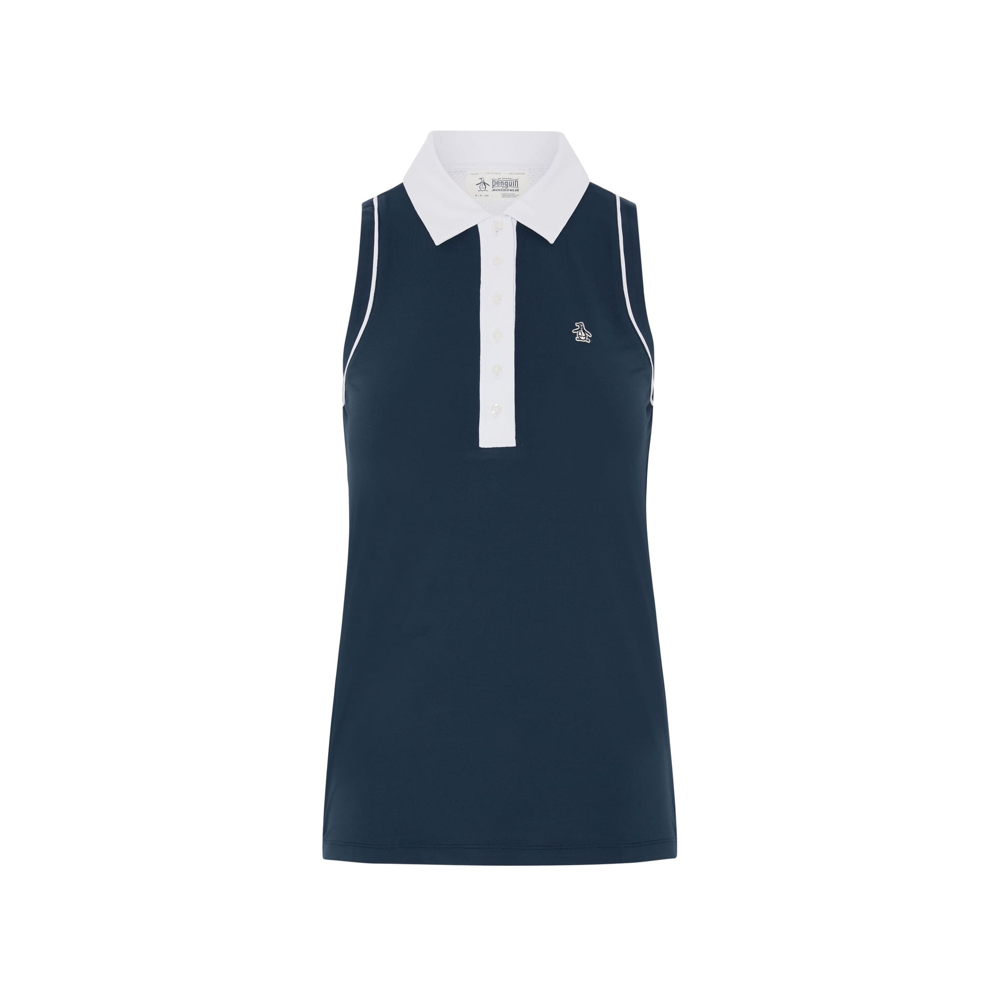Polo sans manches Original Penguin à blocs de couleurs et dos en maille pour femme