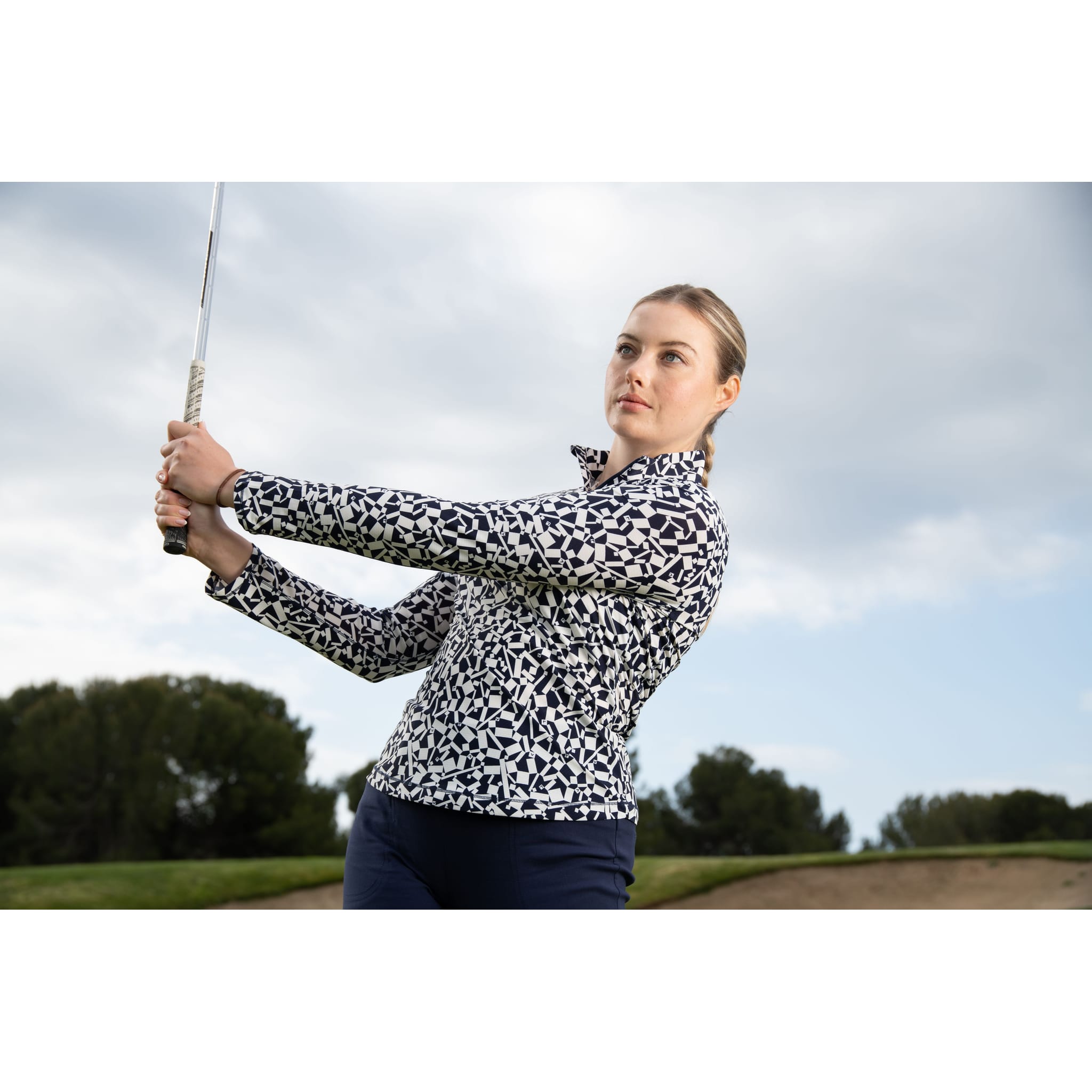 Chemise à imprimé géométrique bicolore Callaway pour femme