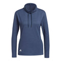Pull de golf montant Adidas, col rond, bleu marine chiné, femme