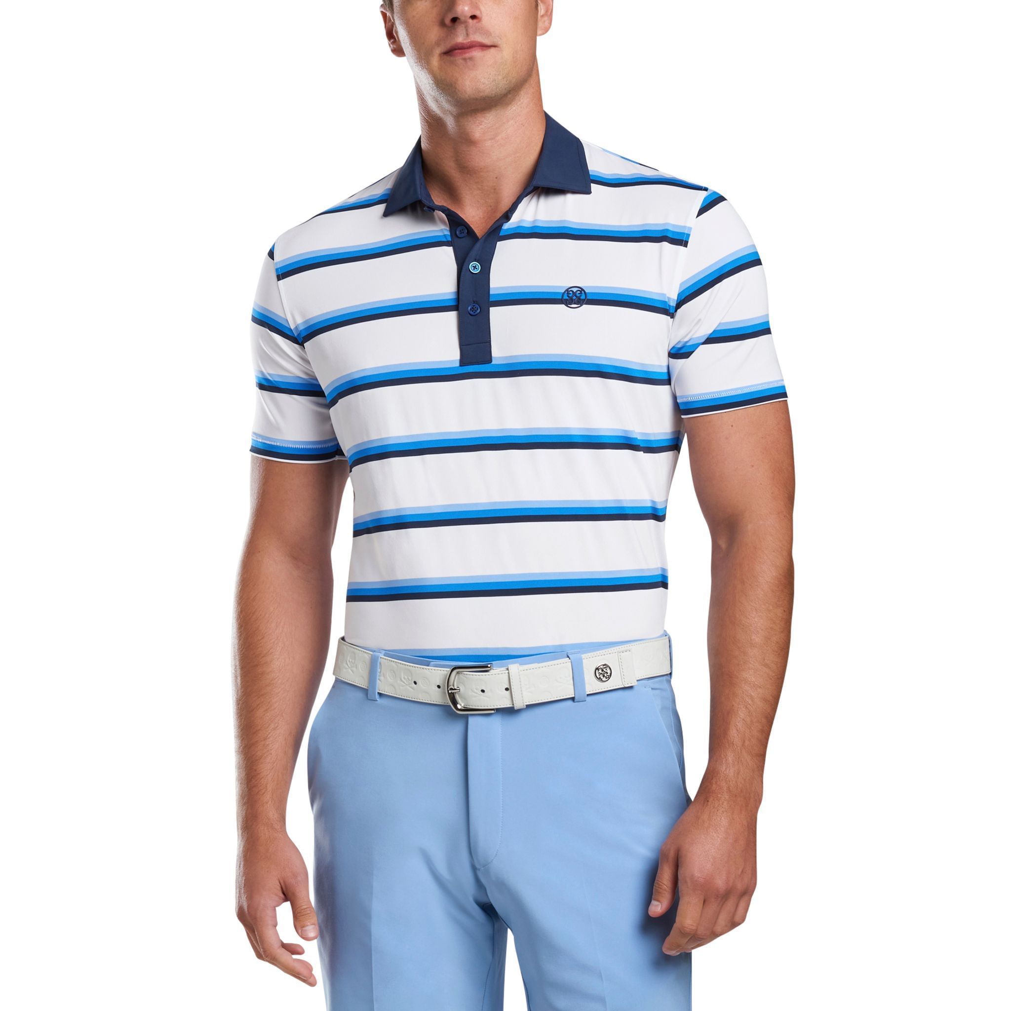 Polo de golf à rayures teintées en fil GFORE pour homme