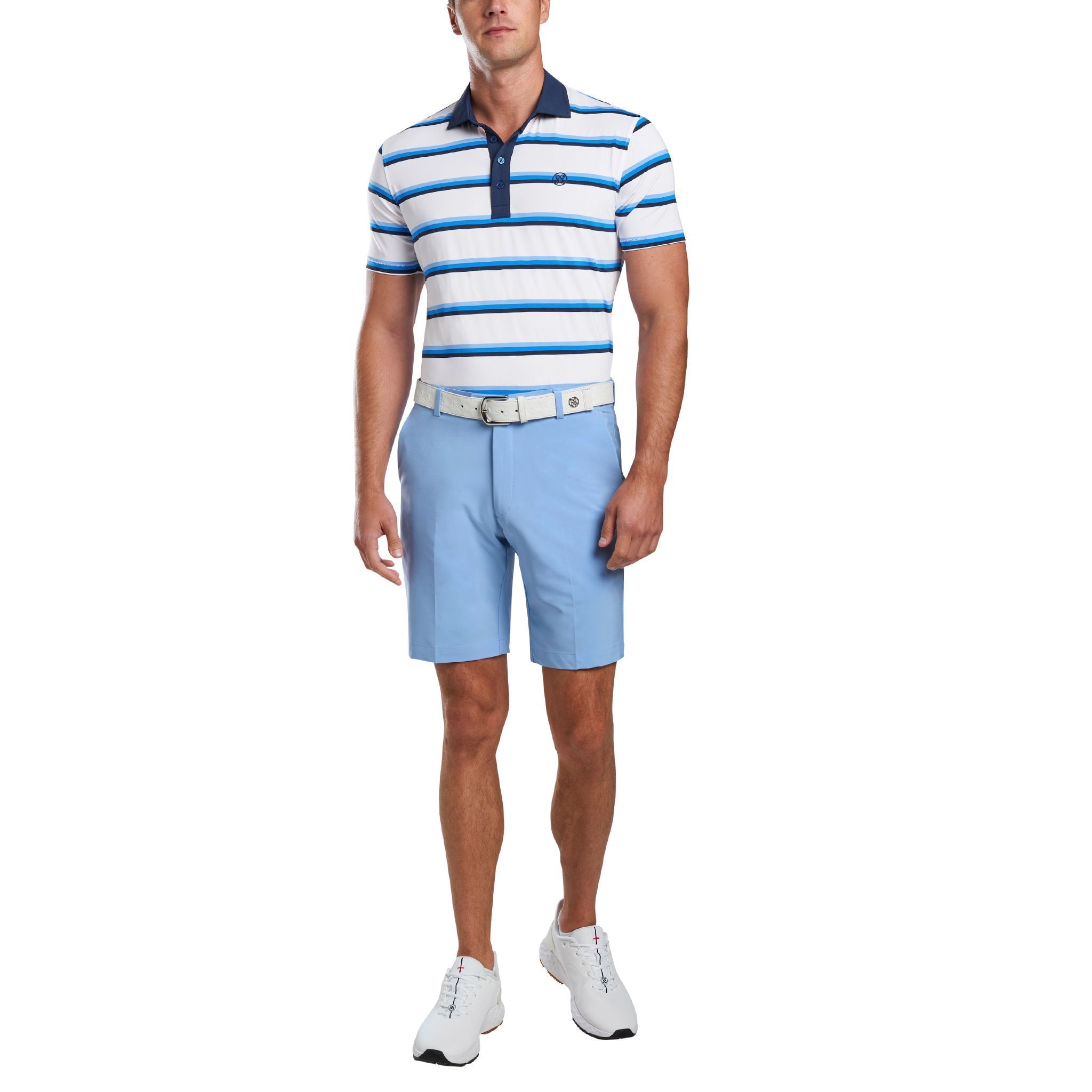 Polo de golf à rayures teintées en fil GFORE pour homme