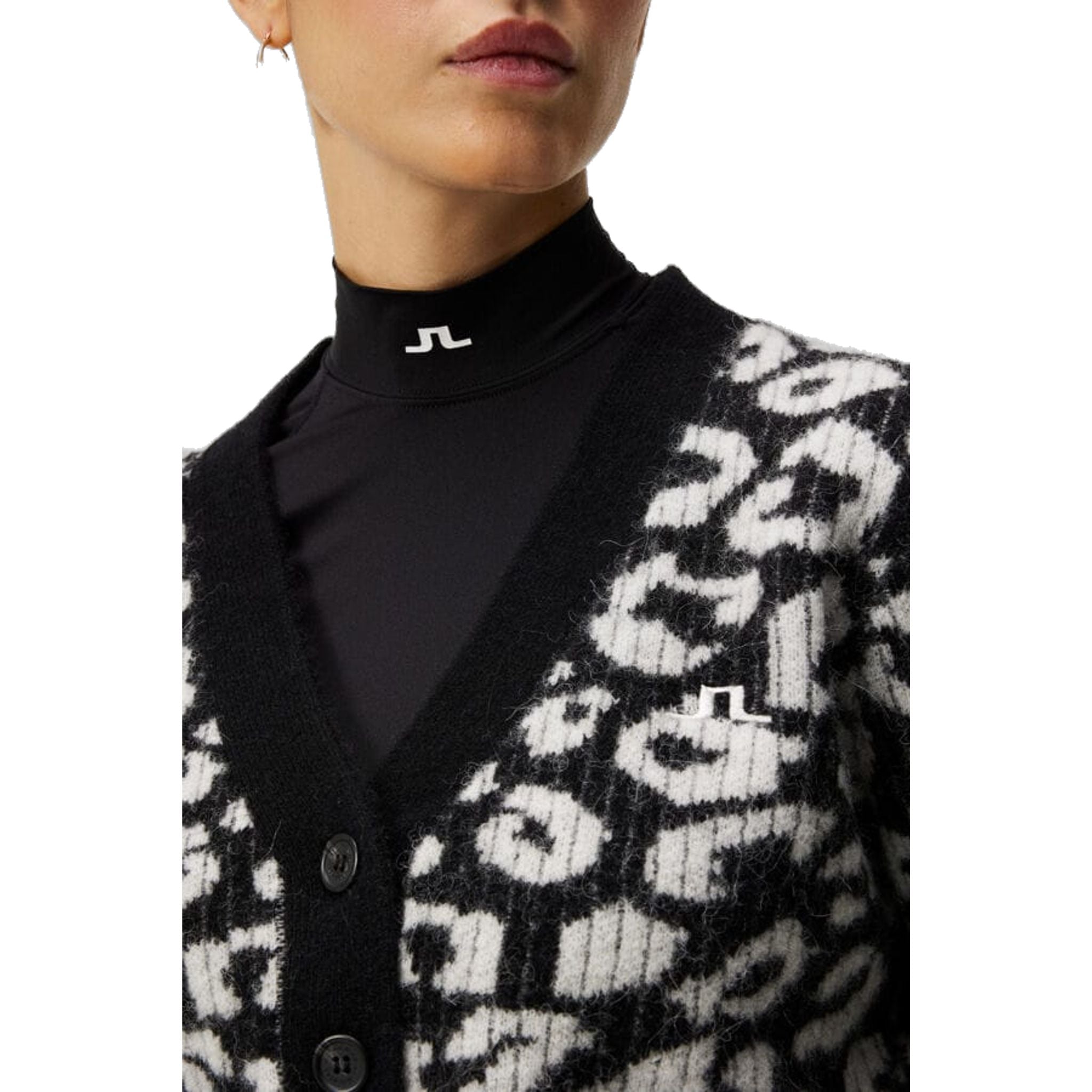 Gilet court J. Lindeberg W Mallory à imprimé léopard noir et blanc pour femme