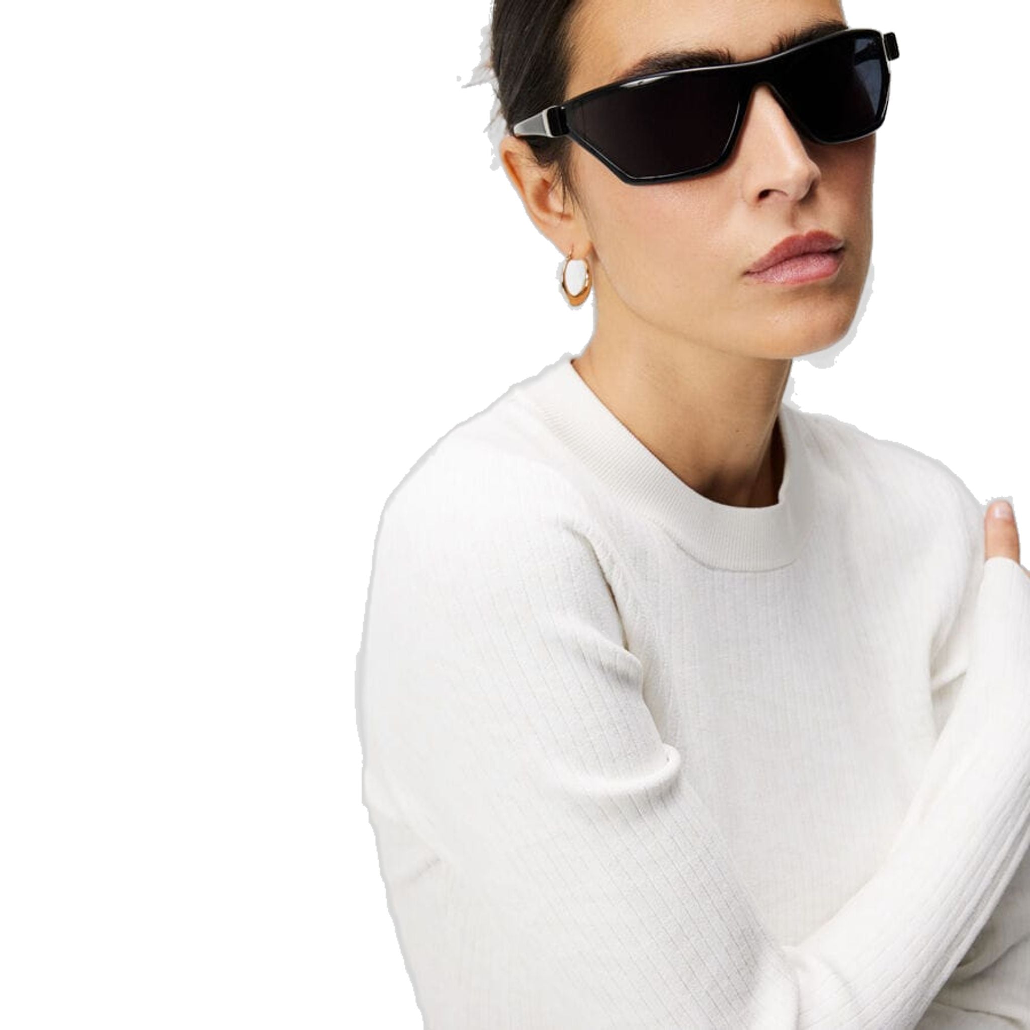 Pull en maille côtelée jacquard blanche J. Lindeberg W Louise pour femme