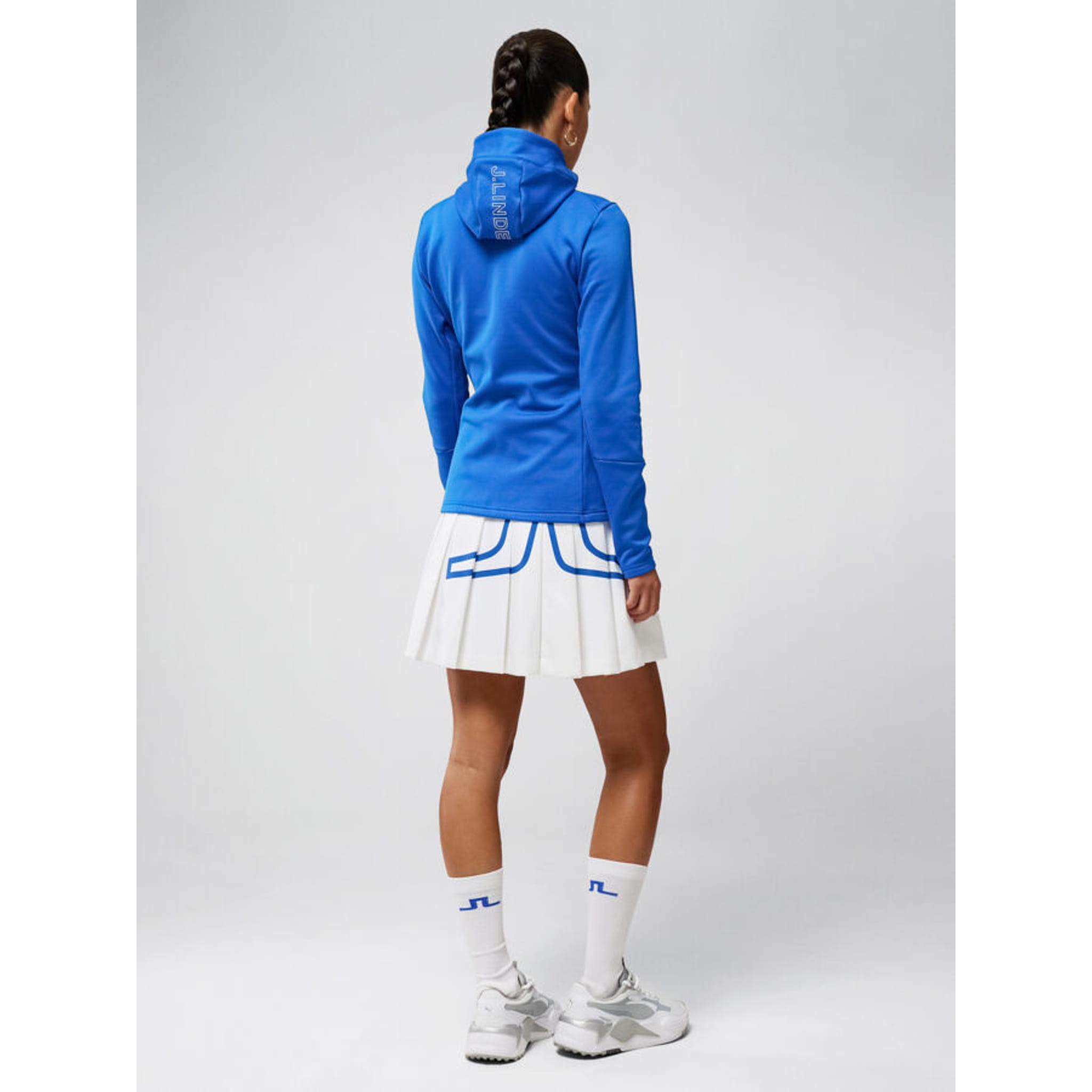 Pull de golf à capuche aérienne J. Lindeberg Bleu nautique Femme Femme