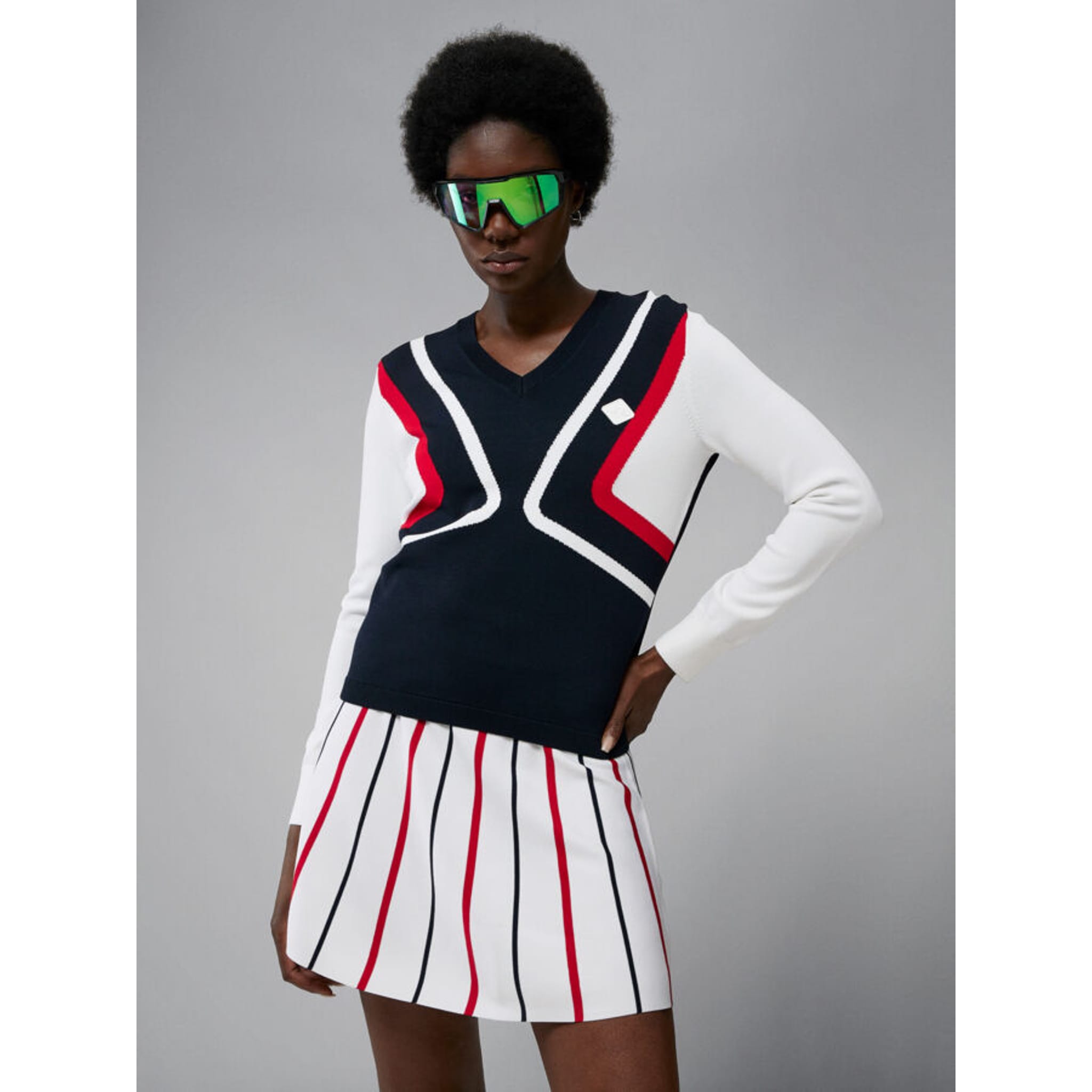 Pull de golf tricoté J. Lindeberg Celine JL Navy Femme Femme