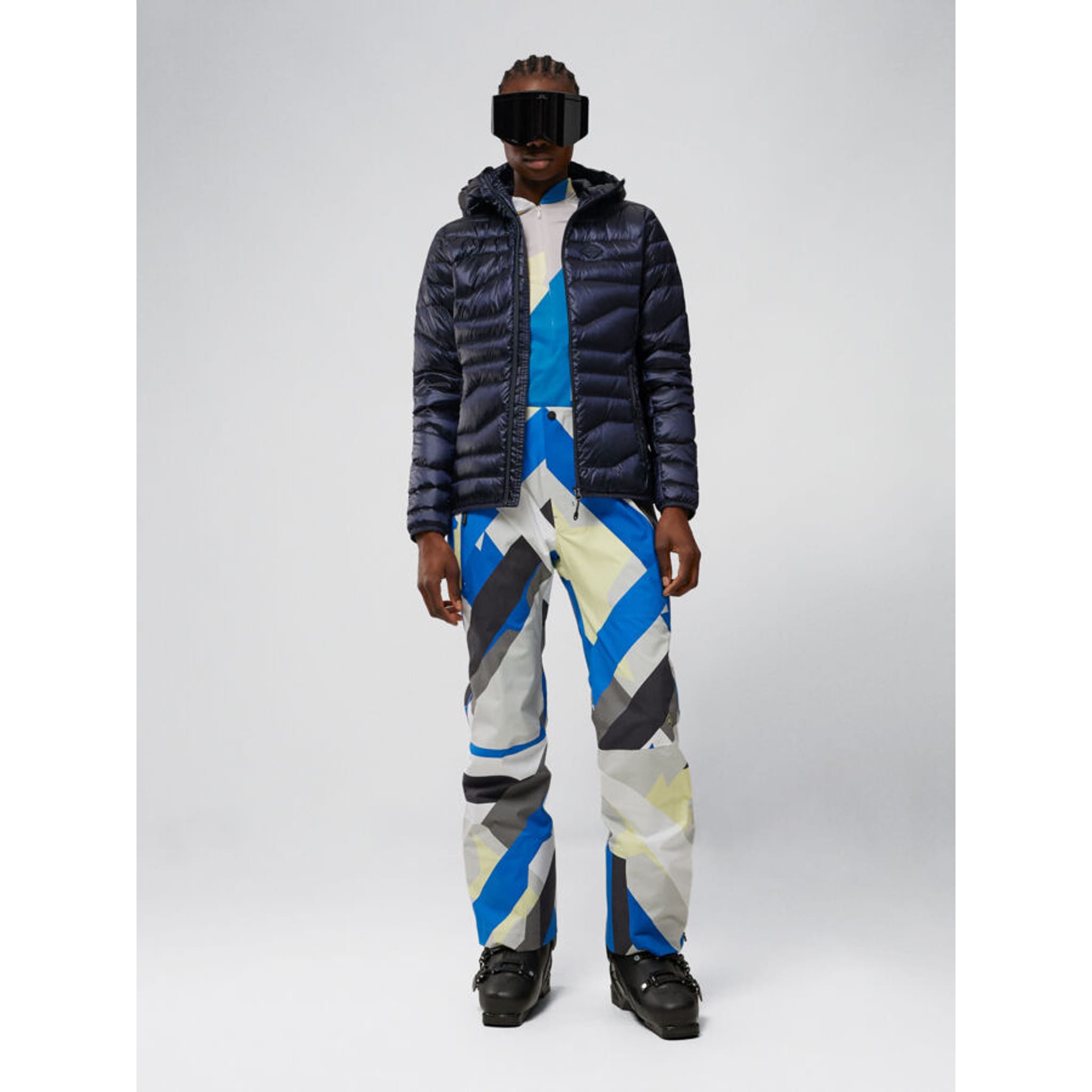 J. Lindeberg Cliff Golf Veste de golf légère en duvet à capuche JL Navy D Femme