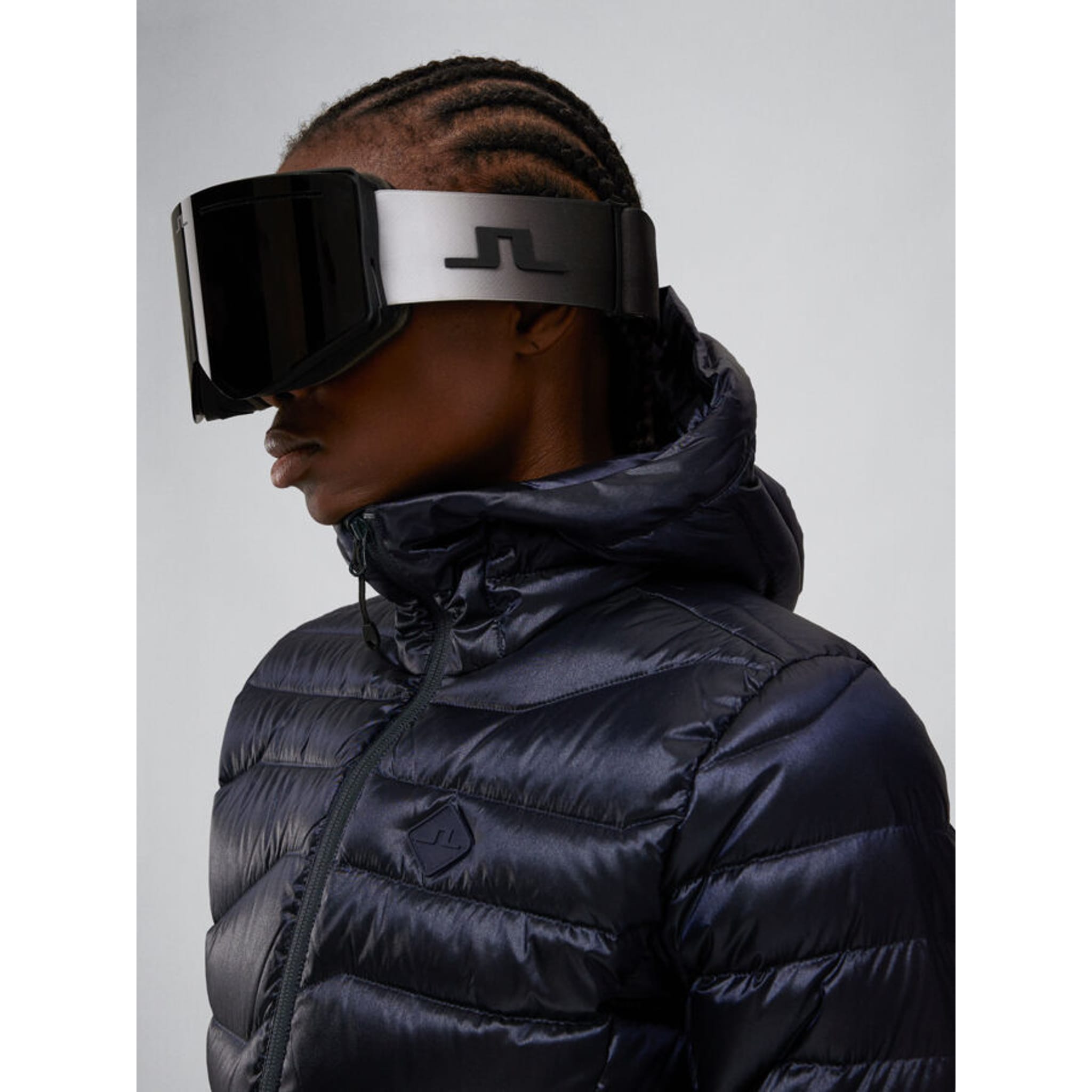 J. Lindeberg Cliff Golf Veste de golf légère en duvet à capuche JL Navy D Femme