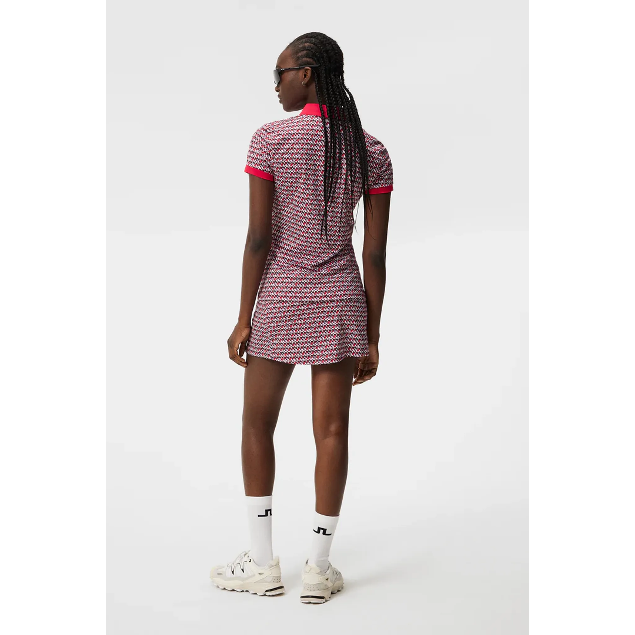 J. Lindeberg Tour Tech Print Polo Femme JLMicro Bridge Rose Rouge Femme