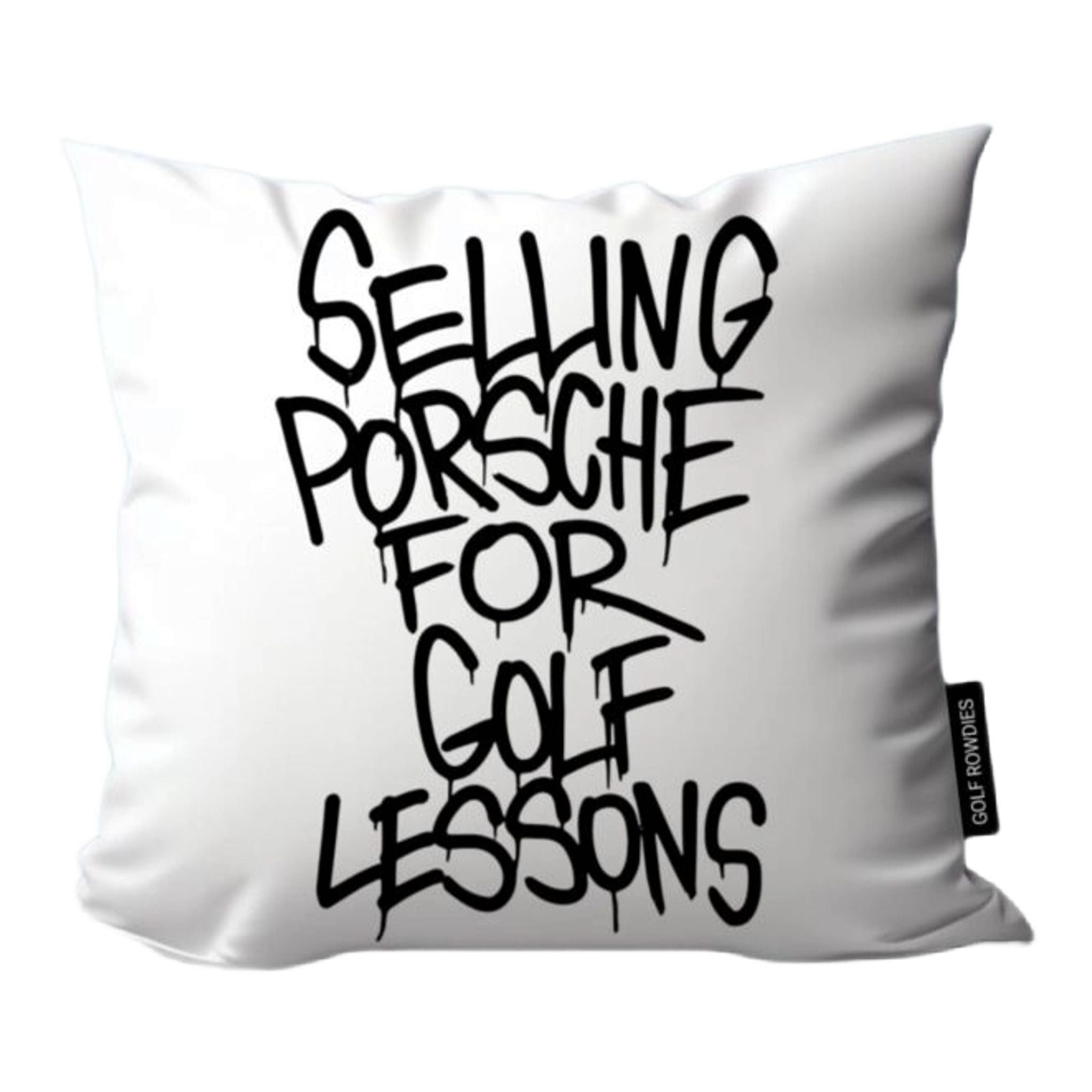 Taie d'oreiller de golfeur turbulent vendant une Porsche pour des leçons de golf
