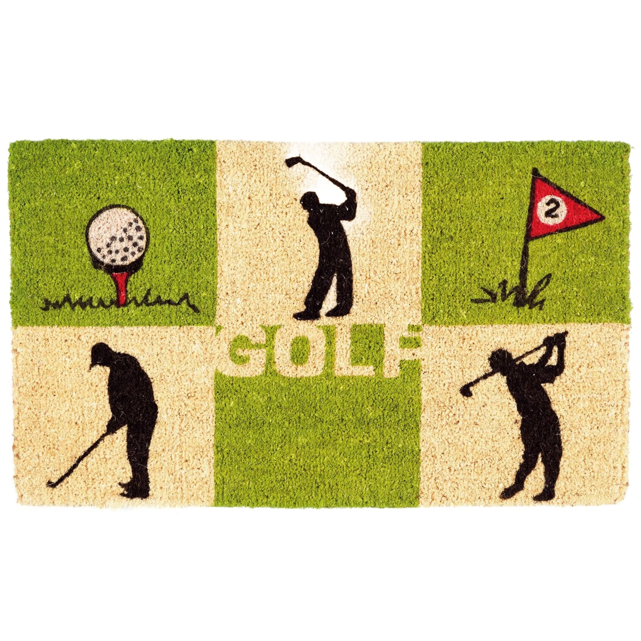 Tapis de porte en noix de coco, thème golf, environ 70 x 50 cm.