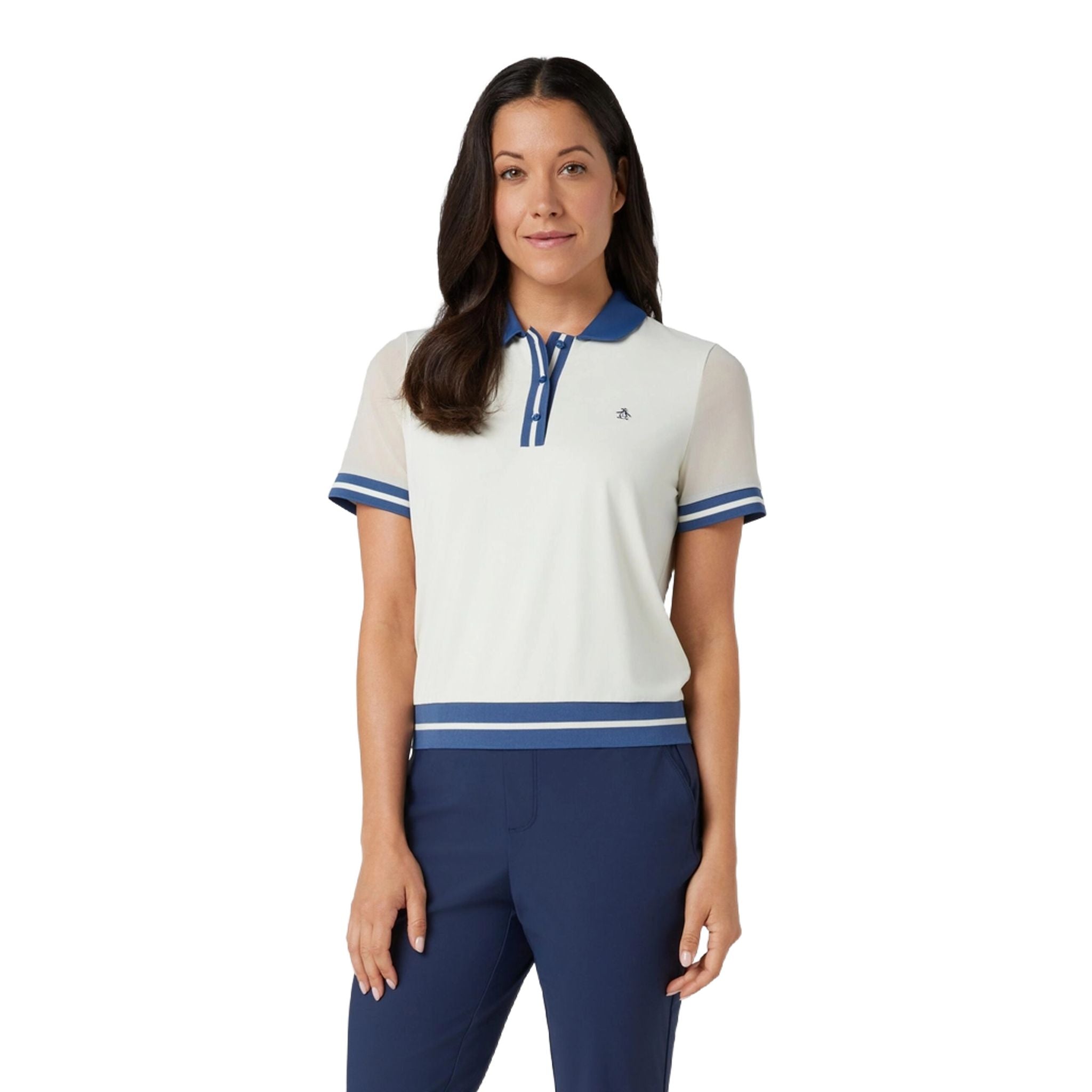 Polo Original Penguin à taille basse et blocs de couleurs pour femme