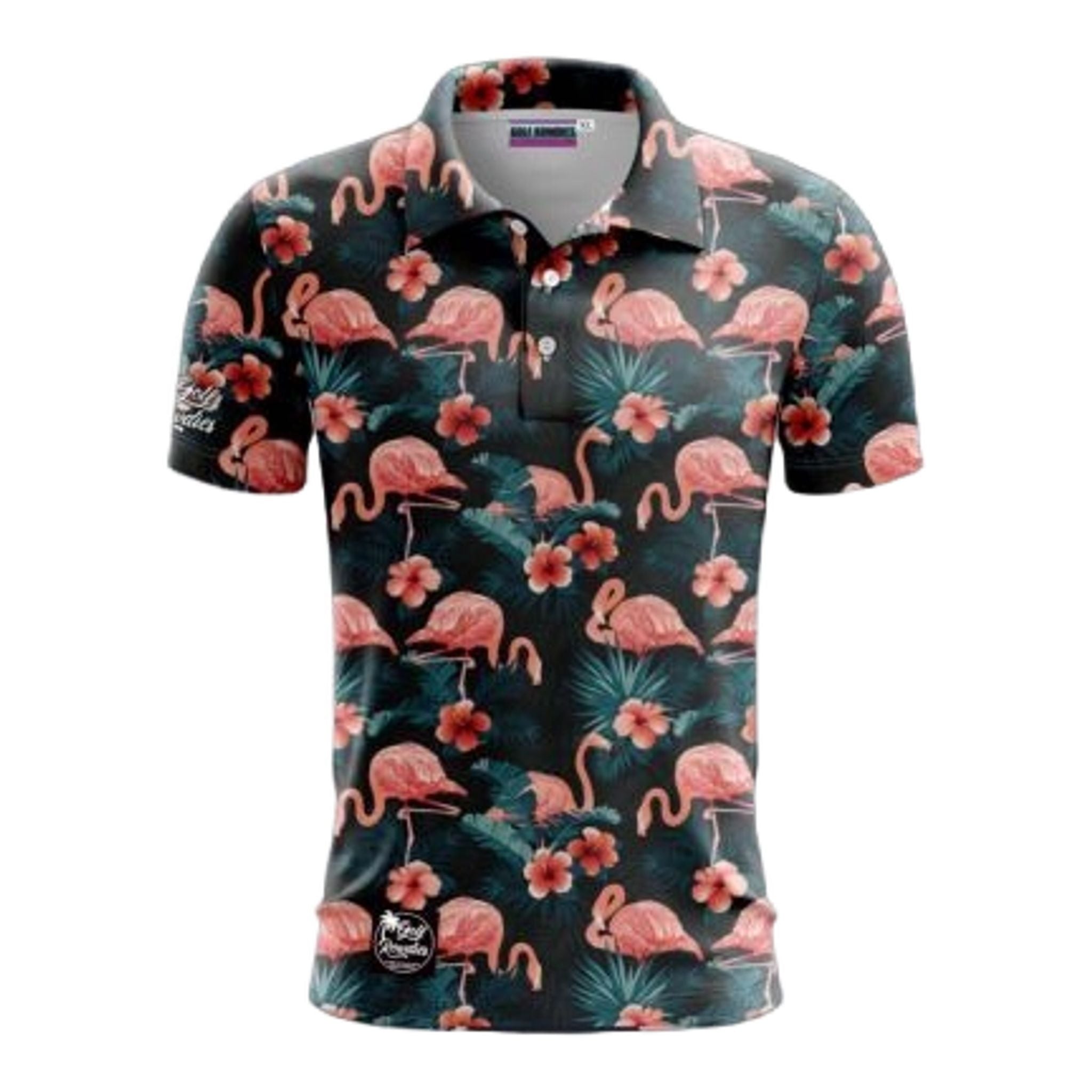 Polo pour hommes Golf Rowdies Flamingos &amp; Palm Trees