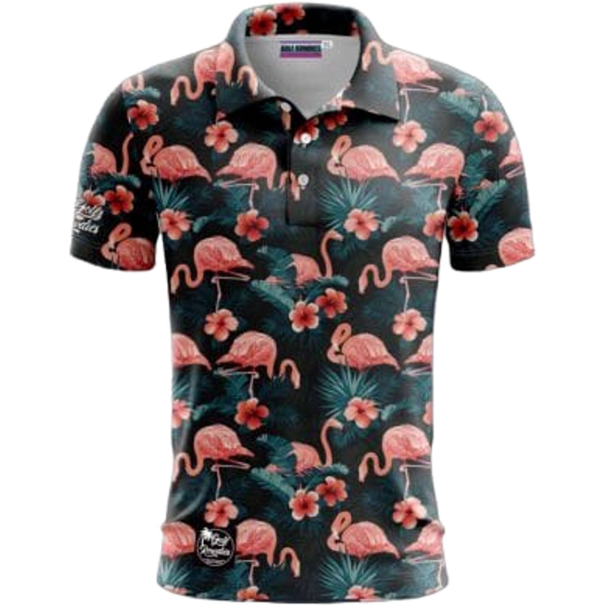 Polo pour hommes Golf Rowdies Flamingos &amp; Palm Trees