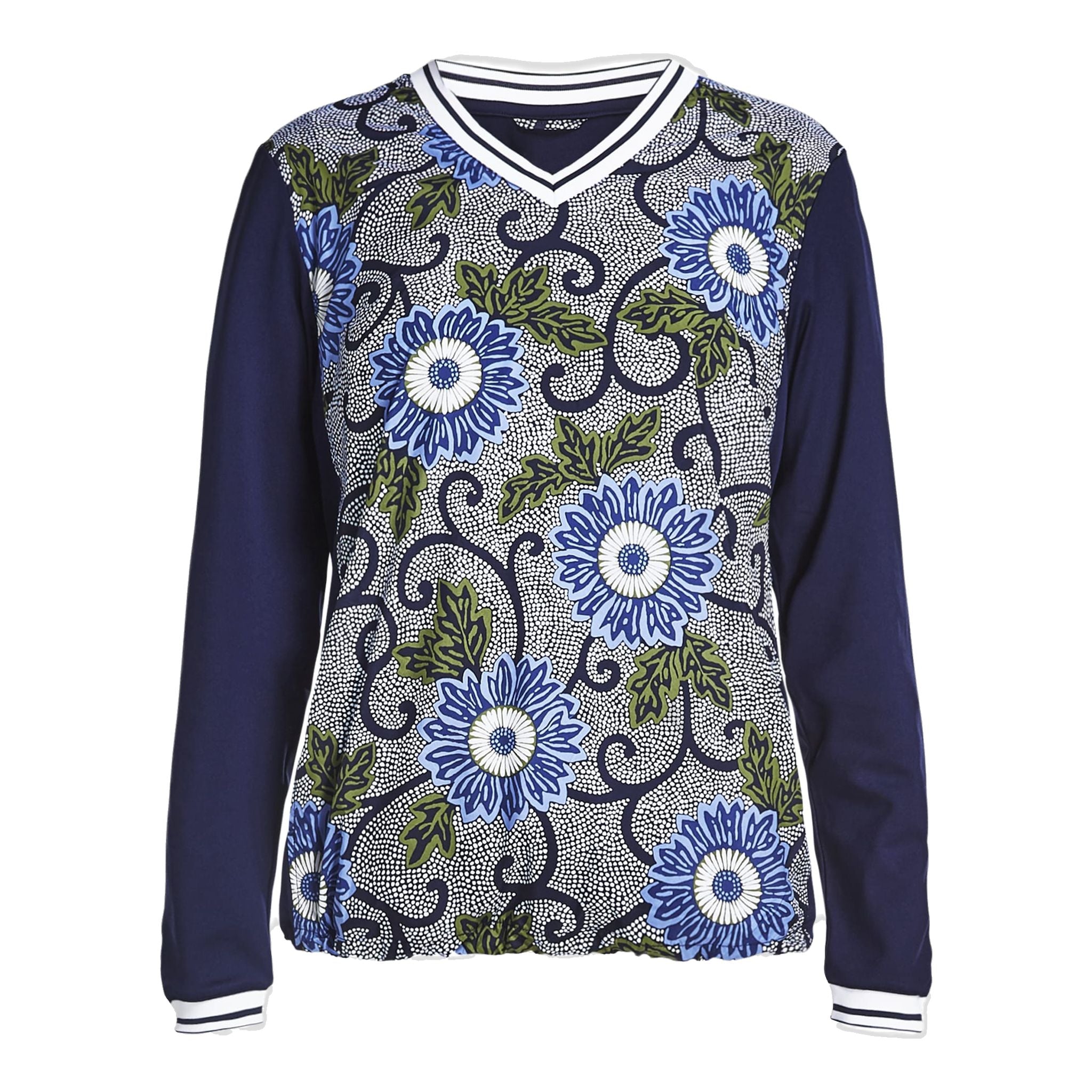 Röhnisch Pull Swing Bleu Massai Flower Femme