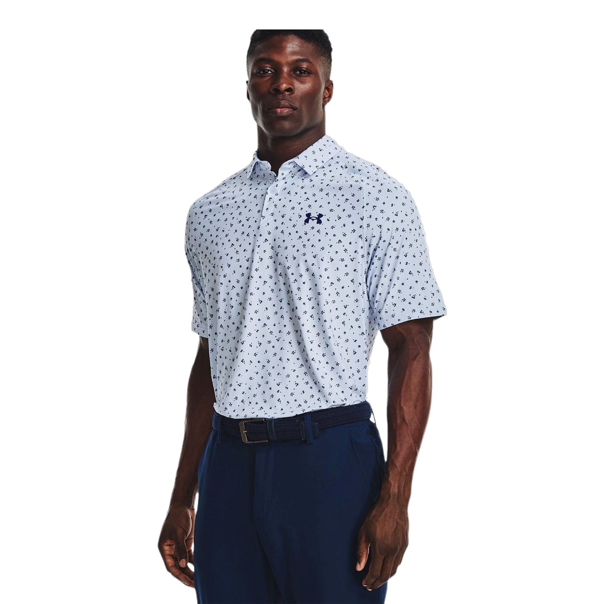 Polo à manches courtes Under Armour Iso-Chill Floral Dash bleu clair pour homme